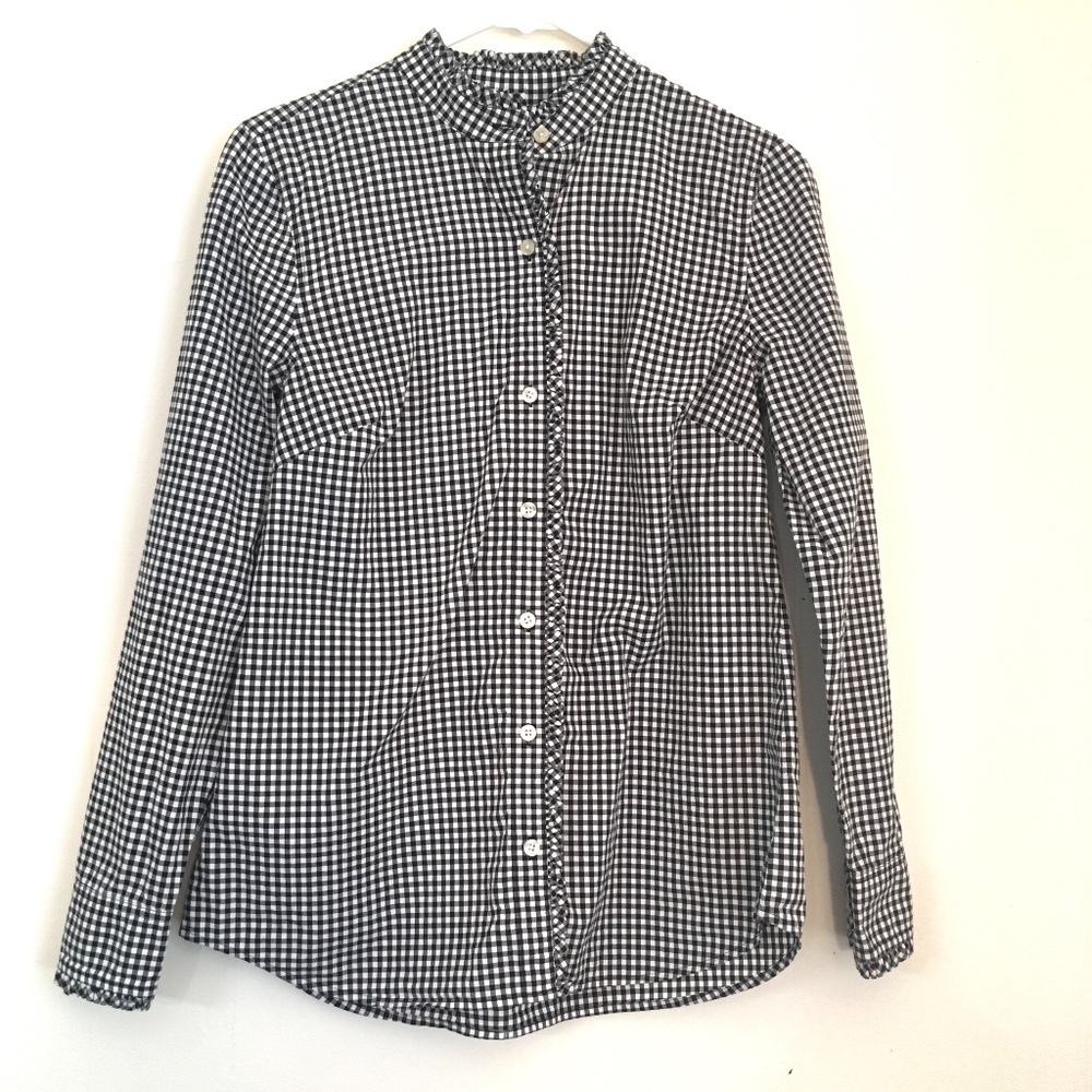 Vineyard Vines Gingham Black White Ruffle Trim